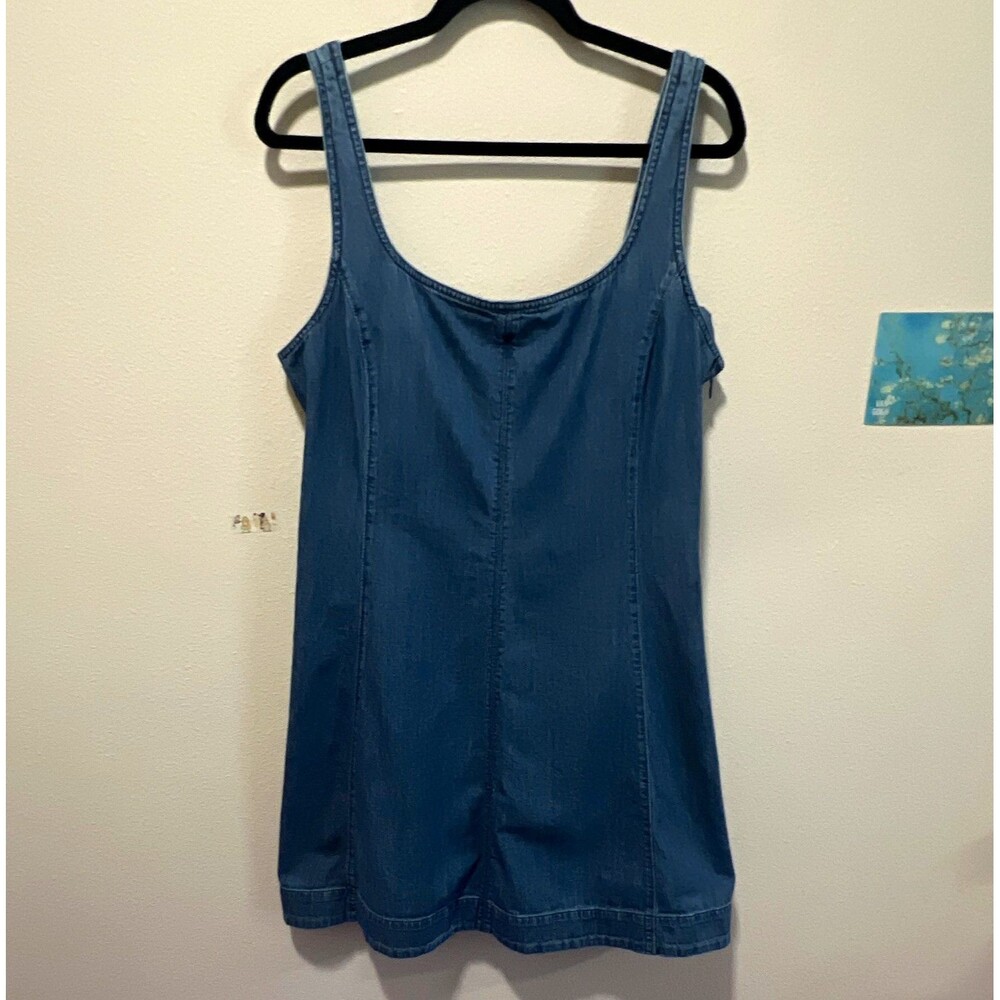 GAP Women’s Blue Denim Smocked Sleeveless Scoop Neck Mini Dress Size L